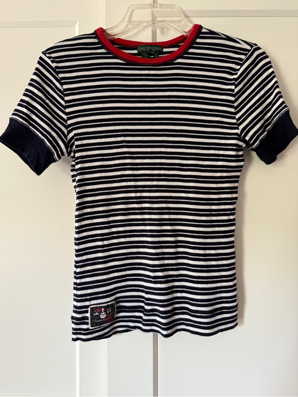 Ralph Lauren Jeans Co Y2K Ribbed Tee sz XS 90s Babydoll Americana Preppy